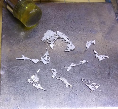 Judy Larson's Make a Lacy Argentium Scrap Metal Sheet - , General Education, Butane Torch, Soldering, Solder, Flatten them on a bench block.
